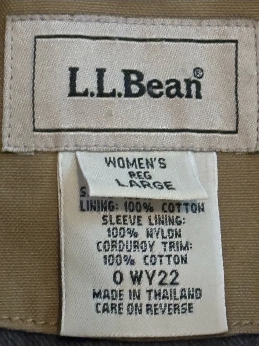 L.L. Bean Women’s Tan Cotton Field Chore Barn Jacket with Corduroy Collar L
